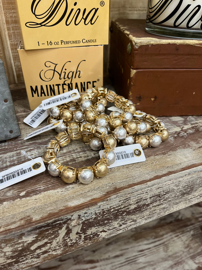 The Gold & Pearl Big Ball Bracelet