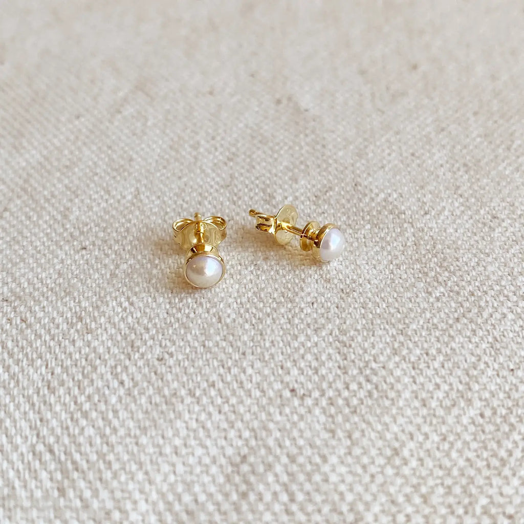 The Dainty 18K Gold Filled 4mm Pearl Stud Earring