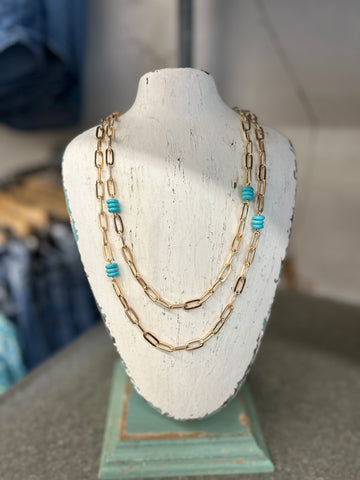 GRANDBURY GOLD AND TURQUOISE NECKLACE