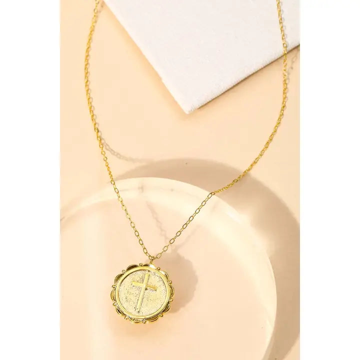 The Circle Coin Cross Necklace