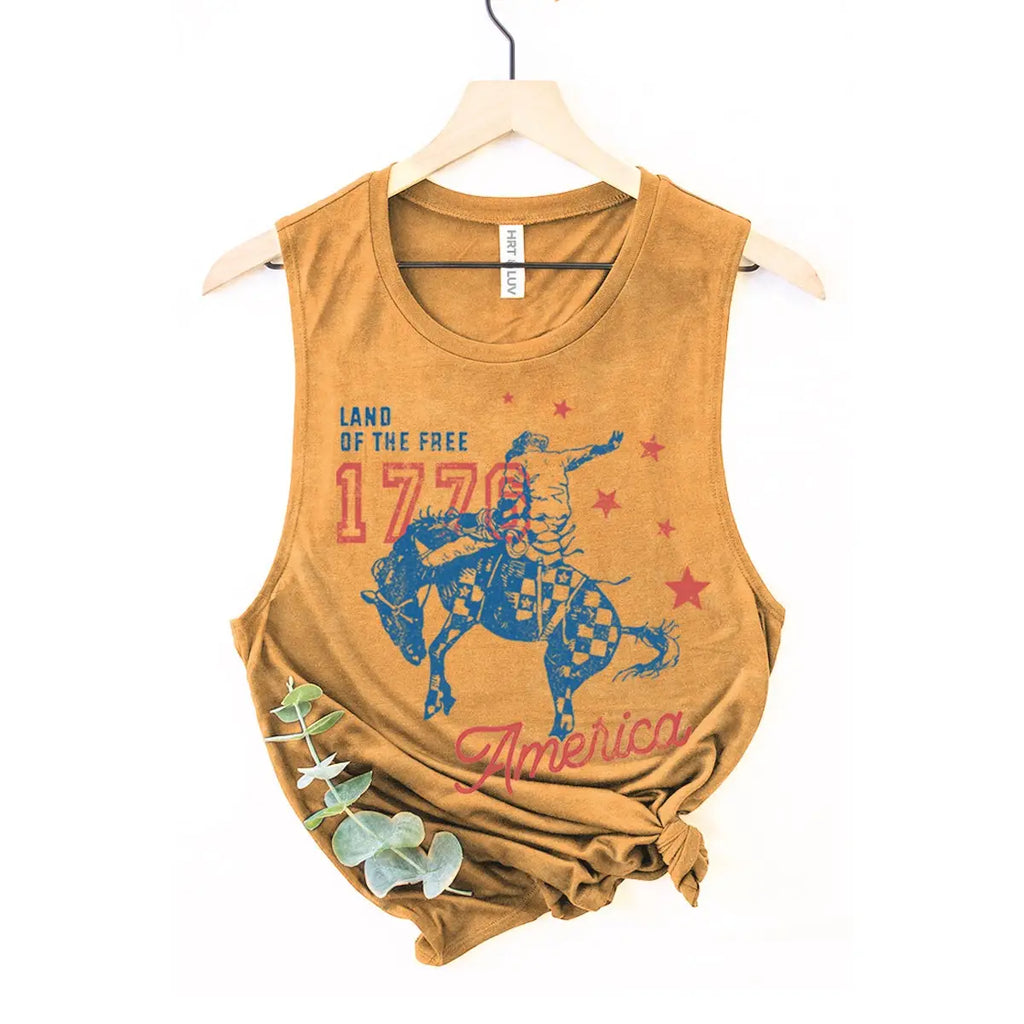 Land of the Free 1776 America Graphic Tank Top