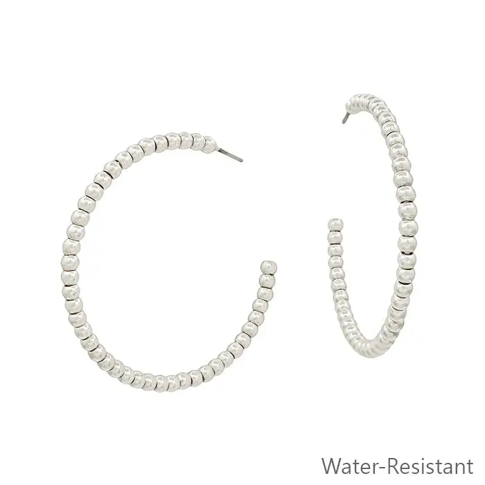 Silver Beaded 1/7" Hoop Earring