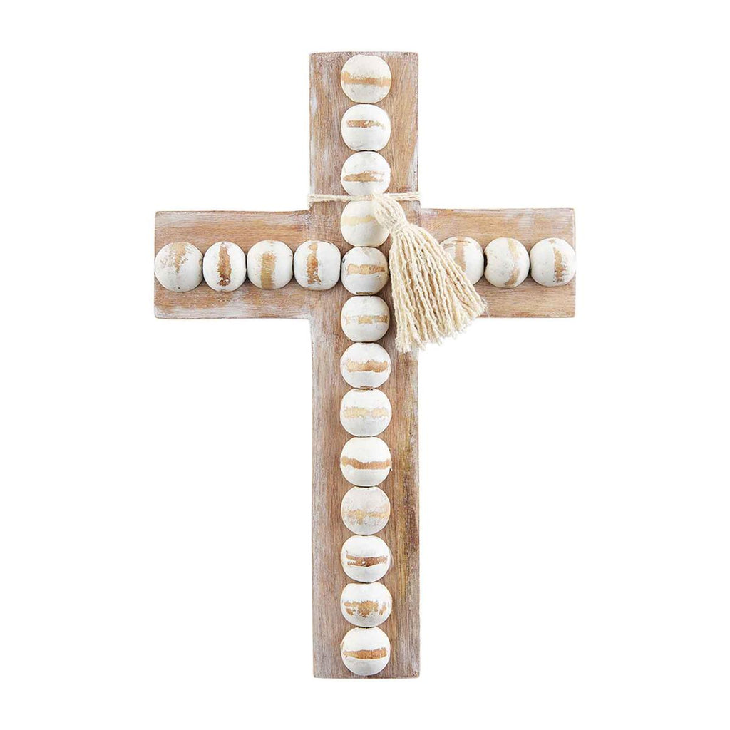 MUD PIE LARGE WOOD BEAD CROSS