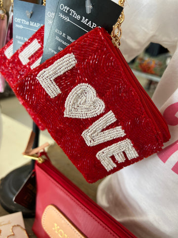 LOVE Beaded Pouch