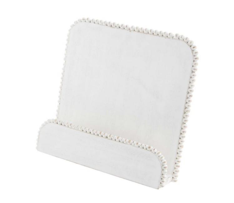 MUD PIE WHITE BEADED COOKBOOK HOLDER