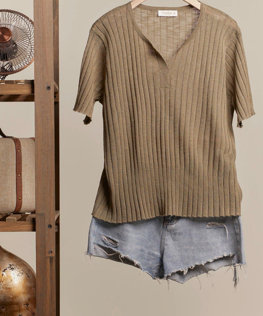 The Starla Ribbed Henley Top