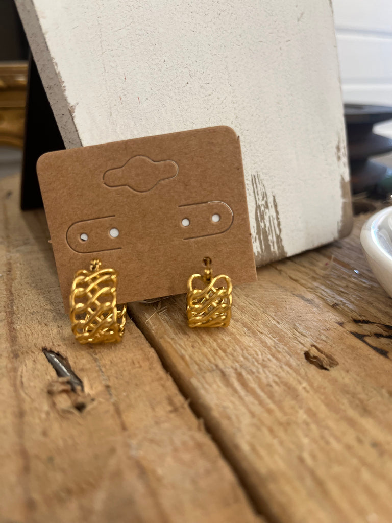 Gold Basket Weave Earrings