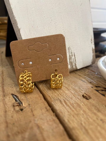 Gold Basket Weave Earrings