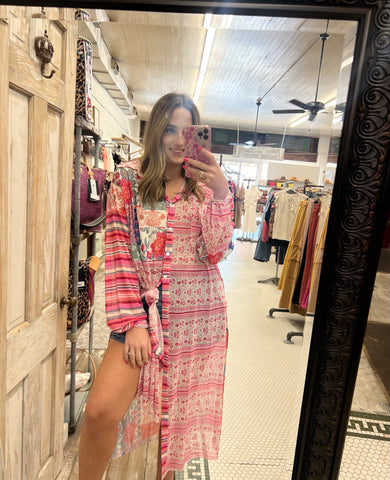 THE DANI FLORAL MAXI SHIRT/COVER UP