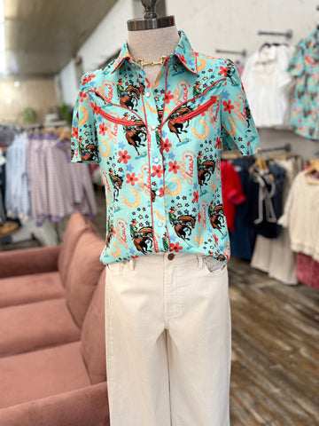 The Charlie Turquoise Pearl Snap