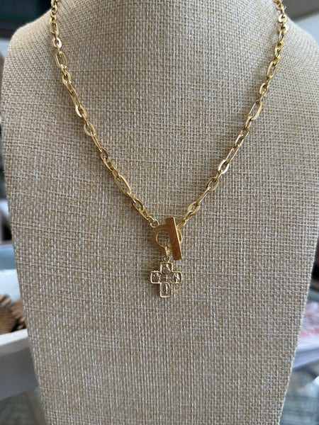 The Gold 4 Way Cross Toggle Necklace