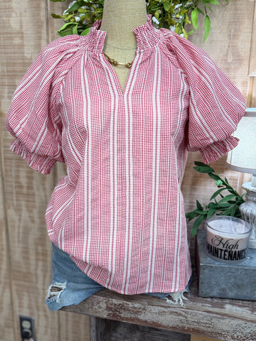 The Martina Red Gingham Top