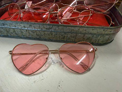 Love You Pink Heart Sunglasses