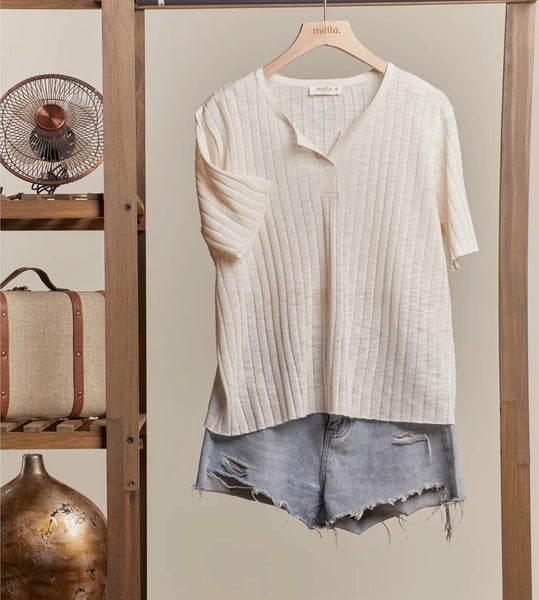 The Starla Ribbed Henley Top