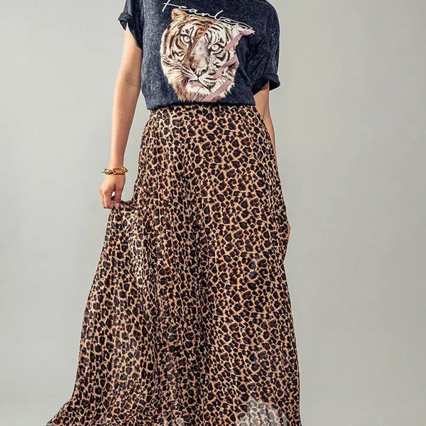 The Shana Leopard Midi Skirt