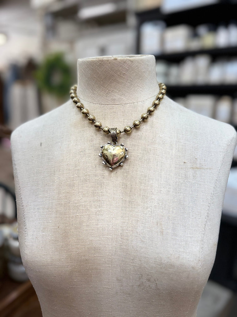 The Gold Ball Chain Heart Necklace