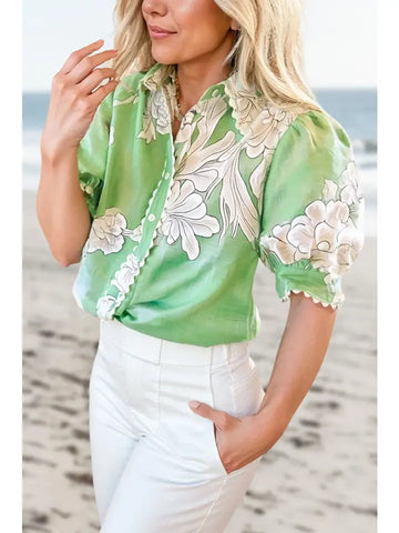 The Angie Floral Ric - Rac Top