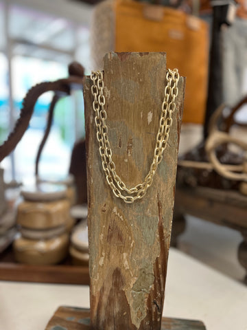 Double Link Brushed Gold Necklace
