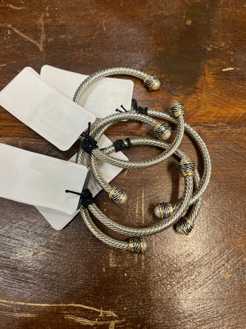 The Silver and Pearl Twisted Slim Cuff