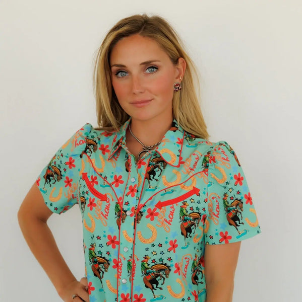 The Charlie Turquoise Pearl Snap