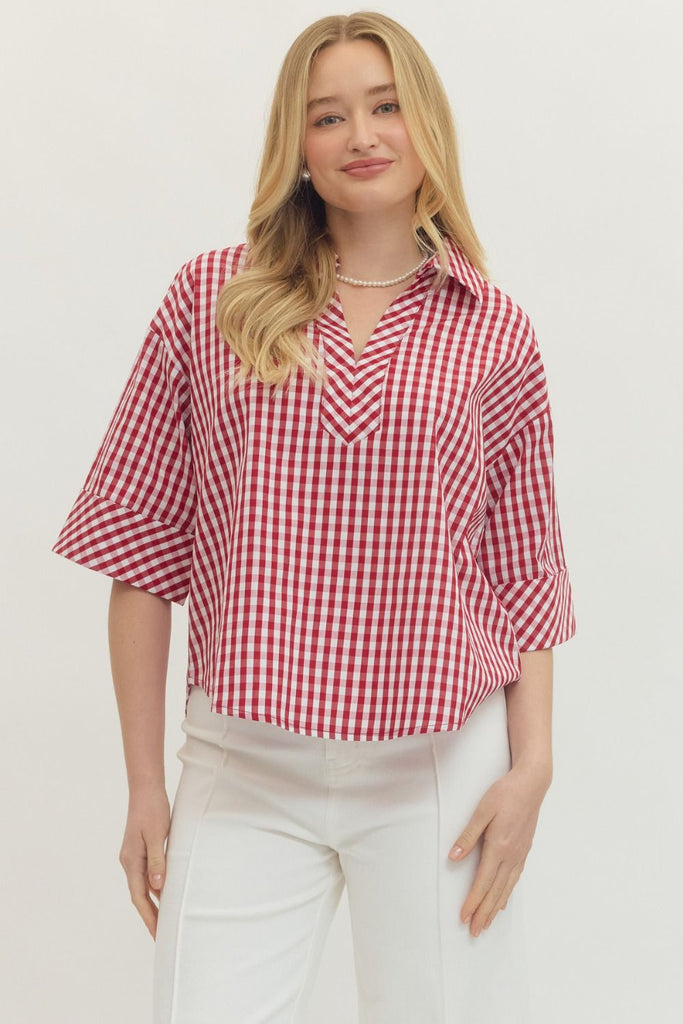 The Charlotte Red Gingham Top