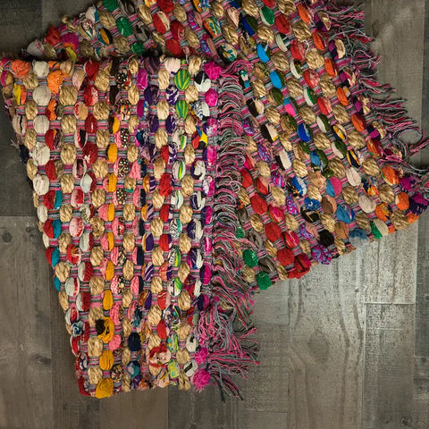 Multi-Colored Pattern Jute Rug