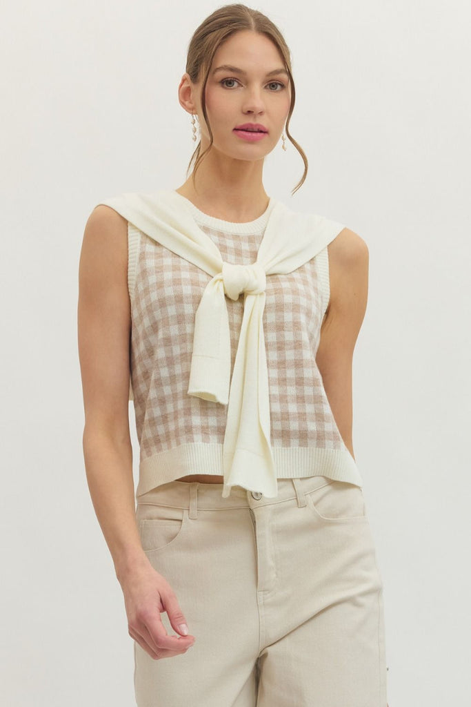 The Corbin Gingham Sleeveless Sweater