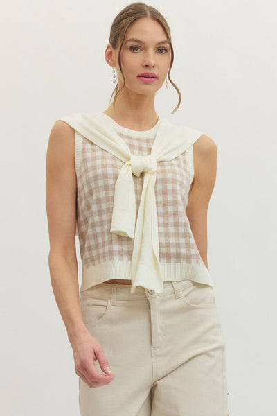 The Corbin Gingham Sleeveless Sweater