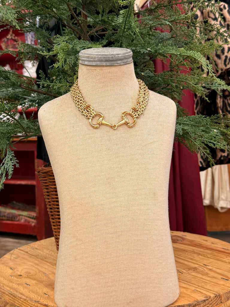 The Double Gold Snaffle Bit Necklace
