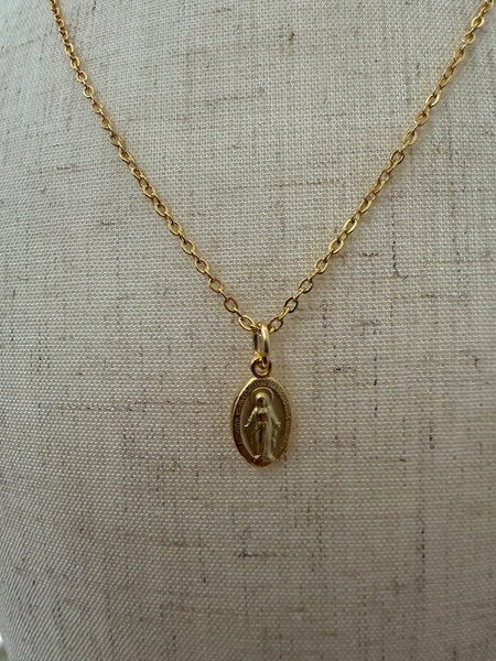 The Petite Gold Virgin Mary Necklace
