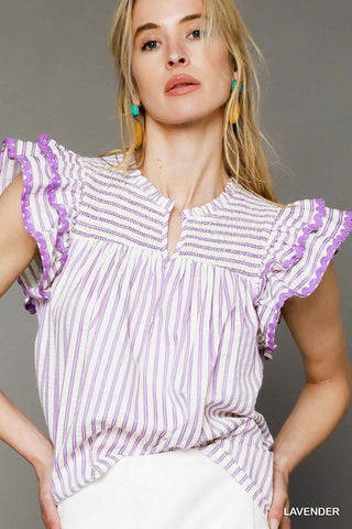 The Kaya Lavender Smocked Top
