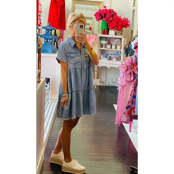 The Kori Pearl Snap Midi Dress