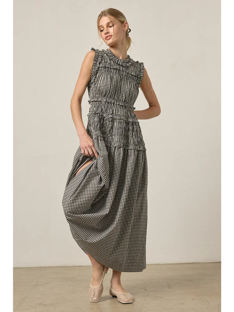 The Maci Black Smocked Maxi Dress