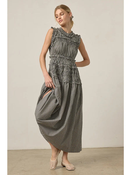 The Maci Black Smocked Maxi Dress