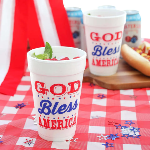 Patriotic-God Bless America Stars Foam Cup
