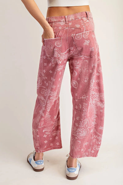 The Cassidy Bandana Print Barrel Jean