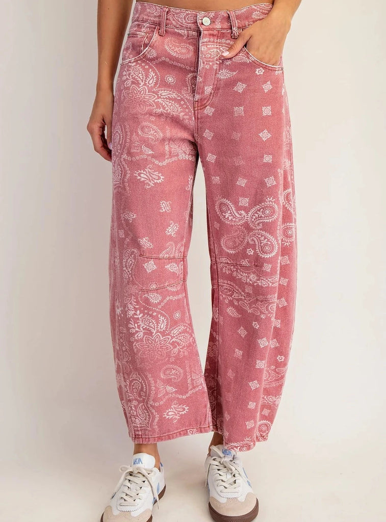 The Cassidy Bandana Print Barrel Jean