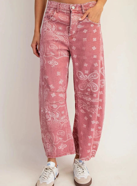 The Cassidy Bandana Print Barrel Jean