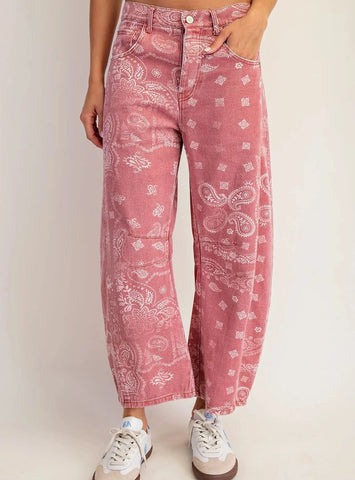 The Cassidy Bandana Print Barrel Jean
