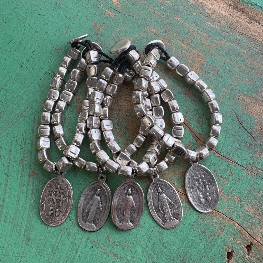 The Brushed Silver Medal Bracelet