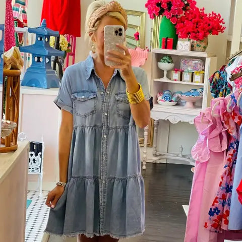 The Kori Pearl Snap Midi Dress