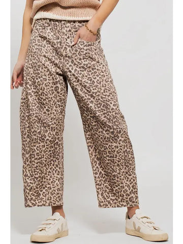 The Logan Leopard Barrel Jean