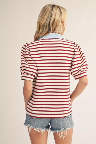 The Margie Maroon Stripped Top