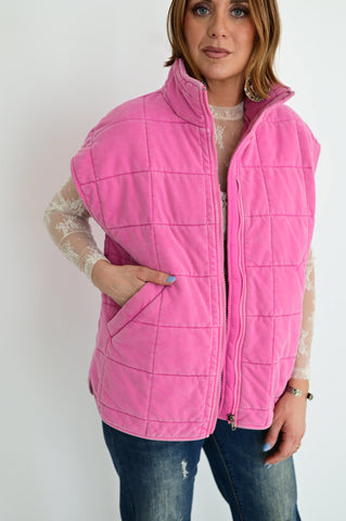 The Go West Candy Pink Soft Puffer Vest