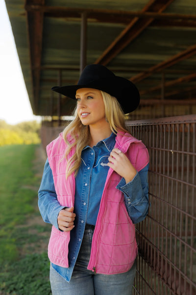 The Go West Candy Pink Soft Puffer Vest