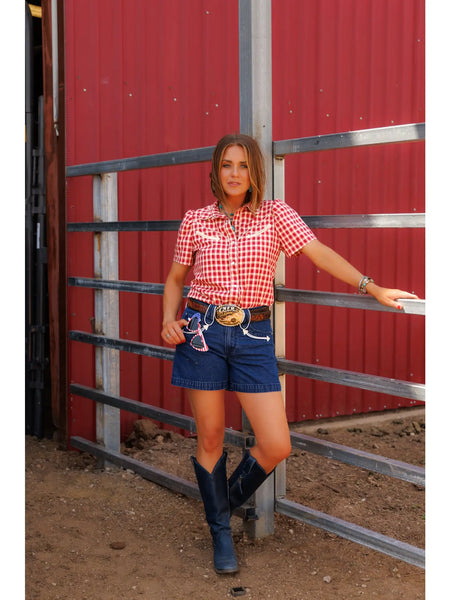 The Hanki Red Gingham Pear Snap