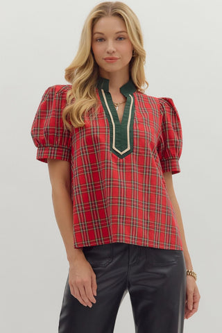 The Kris Holiday Plaid Top