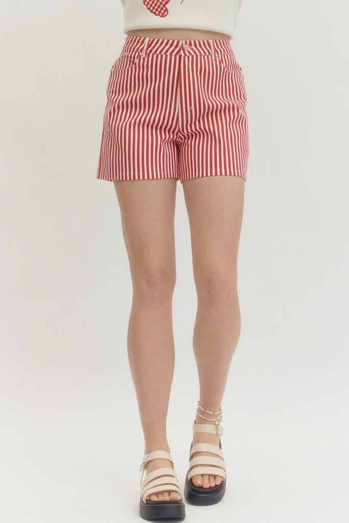 The Staci Stripped Denim Shorts
