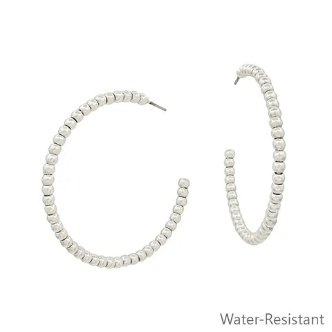 Silver Beaded 1/7" Hoop Earring