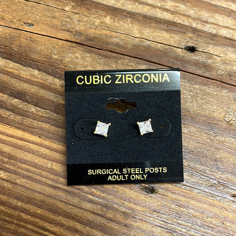 MEDIUM GOLD CRYSTAL STUD  EARRINGS